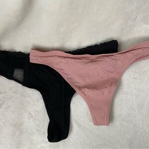 HONEYDEW Black and Pink Lace Thong Set